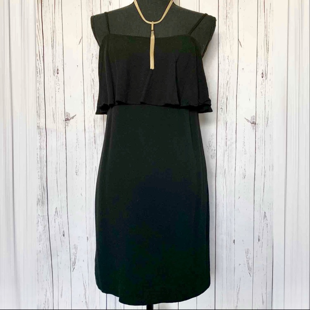 🌹 J.Crew (4) Chiffon Fabric Black Mini Dress